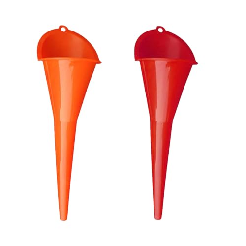 YoRise Long Neck Oil Funnel, Plastic Spill Saver Funnels for Automotive Use, Oil Change Funnel Set for Filling Lubricants Engine Oils Water Diesel Fuel Kerosene and Other Liquids (L-Red) - color: L-Red