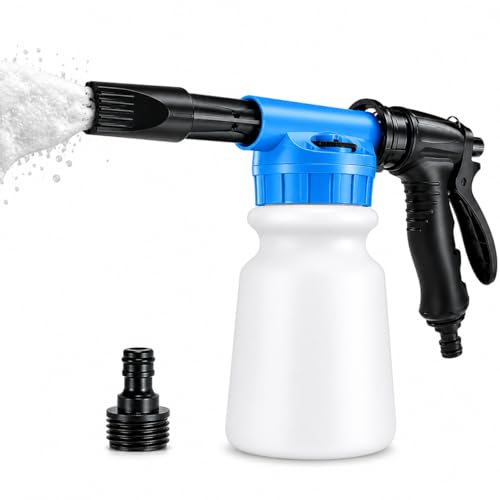 Car Wash Foam Gun for Garden Hose, Premium Foam Cannon Sprayer with Adjustable Foam Blaster, Car Wash Kit Soap Sprayer for Auto Detailing, Easy Connect Hose Foam Cannon-Blue - color: Blue