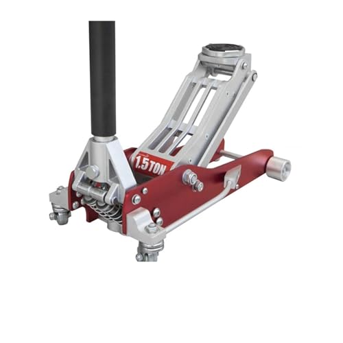 Hydraulic Low Profile Aluminum and Steel Racing Floor Jack with Dual Piston Quick Lift Pump 1.5-3 Ton Capacity Black(T815013L) - color: T815013L
