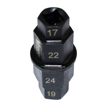 Hex Axle Tool for Motorcycle Front Axle Wheel, Allen Axle Spindle Socket Adapter Tool, 3/8 Inch 17mm 19mm 22mm 24mm - size: 4 in 1