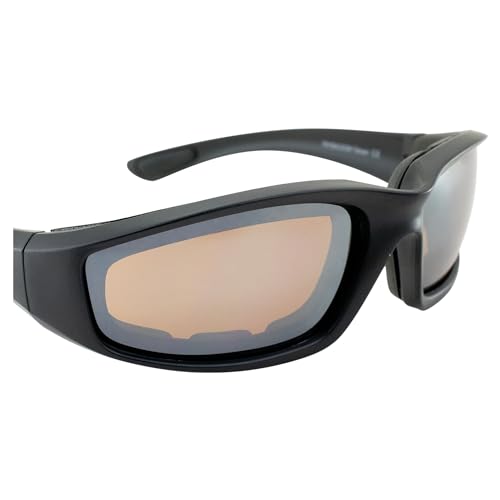 MF MotoFrames Payback Padded Motorcycle Sunglasses Black Frames - color: Black Frame/Driving Mirror Lens