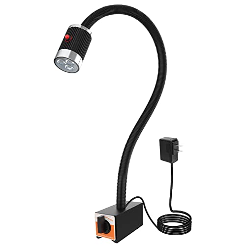 12T Magnetic Work Light, Led Machine Light, 23inFlexible Gooseneck lamp with Strong Magnetic Basefor Lathe Milling Drill Press Industrial Lighting 120V - color: 12T StrongMagnetic Base,9W, 23.6"