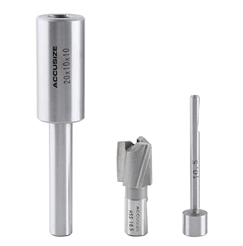 Accusize Industrial Tools 21 Piece Metric H.S.S. Interchangeable Pilot Counterbore Set, Straight Shank, 8.5-16.5 mm, 3620-0122 | 8.5 - 16.5mm, 21 Pc Metric HSS Interchangeable Pilot Counterbore Set, Straight Shank - size: Metric, style: Interchangeable pi
