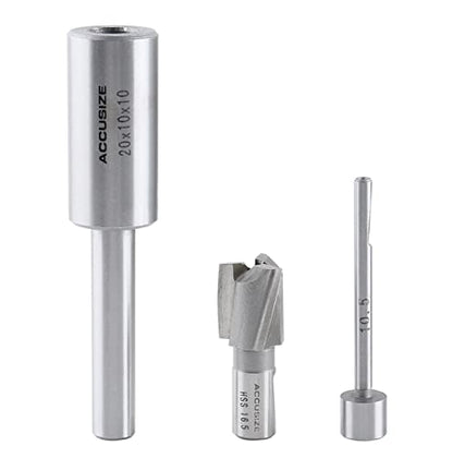Accusize Industrial Tools 21 Piece Metric H.S.S. Interchangeable Pilot Counterbore Set, Straight Shank, 8.5-16.5 mm, 3620-0122 | 8.5 - 16.5mm, 21 Pc Metric HSS Interchangeable Pilot Counterbore Set, Straight Shank - size: Metric, style: Interchangeable pi