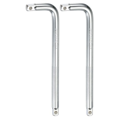 HARFINGTON 2 Pcs Socket Breaker Bar 1/2" Drive 10" Long 50BV30 Alloy Steel L-Shape Extension Bar Axle Nut Socket Wrench Hand Tool for Car Mechanical Equipment Repair, Silver - size: 1/2"x10"