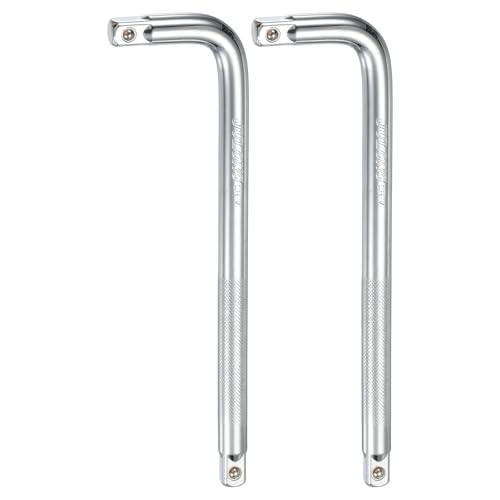 HARFINGTON 2 Pcs Socket Breaker Bar 1/2" Drive 10" Long 50BV30 Alloy Steel L-Shape Extension Bar Axle Nut Socket Wrench Hand Tool for Car Mechanical Equipment Repair, Silver - size: 1/2"x10"