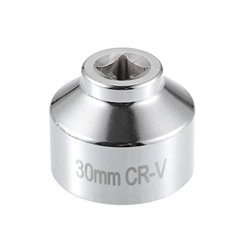 X AUTOHAUX Universal 30mm Car Oil Filter Wrench Oil Filter Socket Wrench Housing Cap Socket Remover Tools Silver Tone