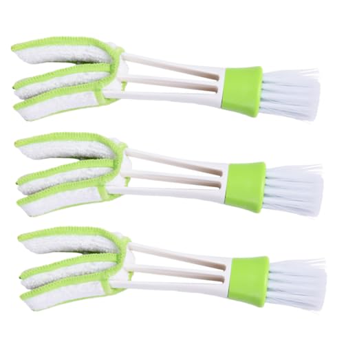 Mikinona 3pcs Double-Ended Car Air Vent Cleaning Brush Set Mini Interior Crevice Duster for Air Conditioner and Dashboard Green Auto Detailing Tool for Vehicle Outlet Maintenance