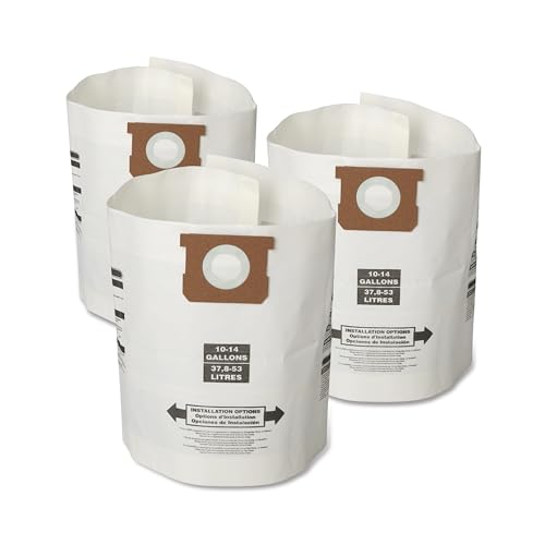 CRAFTSMAN CMXZVBE38768 10-14 Gal. Wet Dry Shop Vacuum Dust Collection Bags | For General Debris, Fits Most 10 to 14 Gallon Shop Vacuums, Collects Dry Only Debris, Reduces Cleanup Time, 3-Pack - style: 10-14 Gallon General Purpose