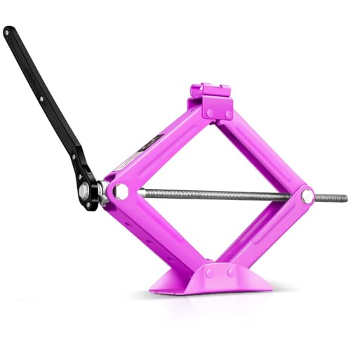 Auto Dynasty Scissor Jack, 1.5 Ton (3306 LBS) Portable Car Lift Jack, Quick Lift Car Tire Changing Kit with Extended Ratchet Wrench for SUV MPV Auto, Purple - color: Purple, size: 1.5T