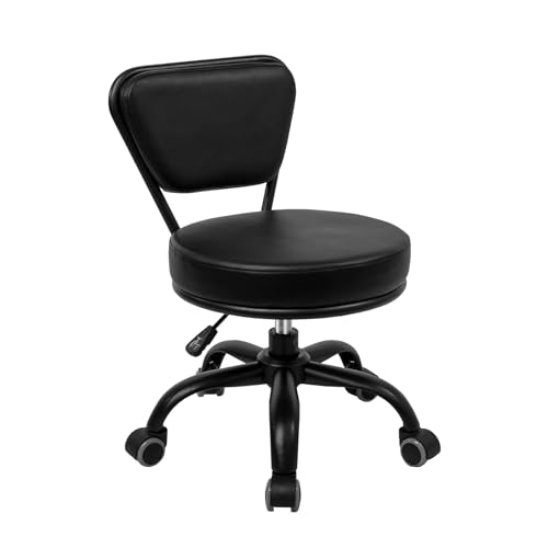 Dayton Garage Rolling Seat (Matt Black) Pneumatic, Short Stool with Adjustable Height 13"-15", Perfect for Home Office, Gardening, Garage Mechanic, School and Lab - color: Matt Black