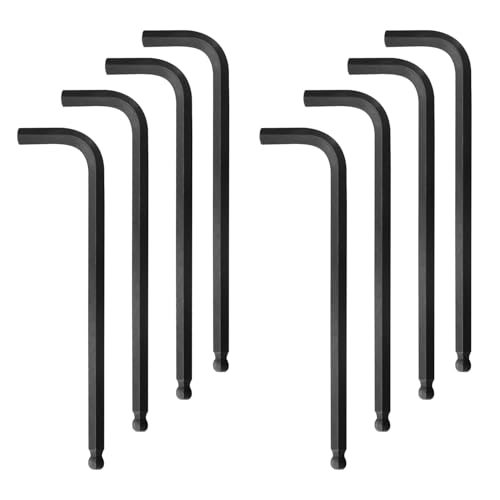 8Pcs 4mm Ball End Hex Key Wrench, Extra Long Allen Wrench, CR-V Steel with Black Oxide Finish, L-Shaped Repairing Tool for Furniture, Bike, and Equipment Maintenance - size: 4mm, style: Extra Long 8pcs