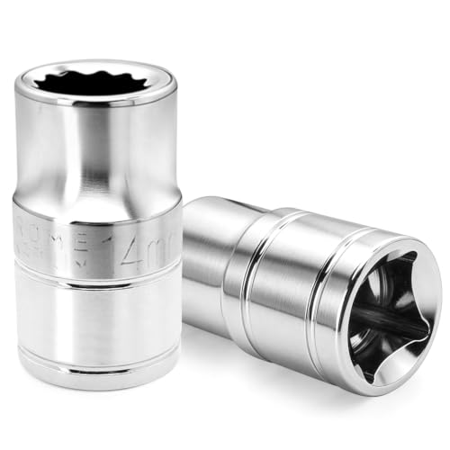 2 Pcs 1/2" Drive 14mm Shallow Impact Socket | Anti-Rounding 12 Point Design, Square Chamfered Opening, Easy Removal of Axle Nut - color: Shallow, size: 14mm