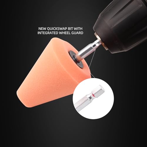 SPTA Polishing Cone, Car Wheel Hub Drill Buffing Sponge Pads Kit, Polishing Ball (Orange T140 Heavy Cut Polishing Cone) - color: Orange T140 Heavy Cut Polishing Cone
