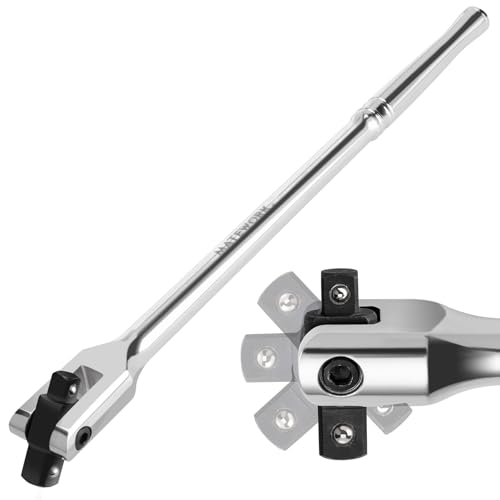 Matework Breaker Bar 3/8" & 1/2" Dual Drive, 16-Inch Length, Heavy Duty Breaker Bar with 360° Flex Head, CR-MO Steel - style: 3/8" & 1/2" Dual Drive (16-inch)