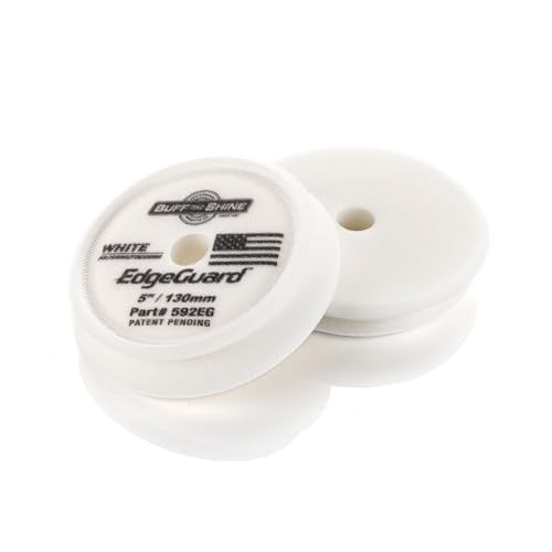 Buff and Shine - EdgeGuard Foam Buffing Pads - White - 5" Polishing and Finishing Pad - Pack of 2 - color: White, size: 5" (2 Pack)