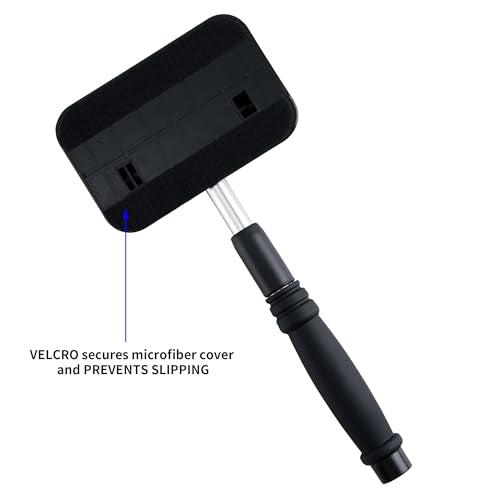 POLYTE Pivoting Windshield Glass Cleaning Tool Extendable Aluminum Handle | 3-Lint Free Microfiber Covers, Spray Bottle, Mesh Bag