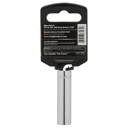 S15111 1/4" Drive SAE Socket, 11/32" Deep 6 Point - size: 11/32 INCH, style: DEEP