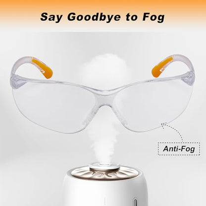 ProtectX Safety Glasses for Men & Women, Safety Sunglasses with Anti-Fog Scratch Resistant Lenses, Non-Slip Grips, ANSI Z87.1 - color: Olympus Clear 3 Pk