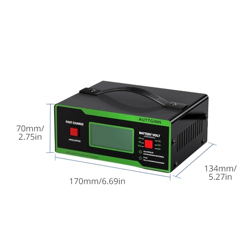 8 Volt Battery Charger 0-14A Smart Adjustable Golf Cart Battery Charger and Maintainer with Cable Clamps and Handle,Smart Trickle Charger for 6/8/12/14/16/24V Batteries - color: Green