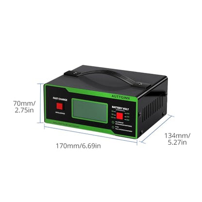 8 Volt Battery Charger 0-14A Smart Adjustable Golf Cart Battery Charger and Maintainer with Cable Clamps and Handle,Smart Trickle Charger for 6/8/12/14/16/24V Batteries - color: Green