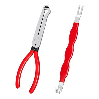 2Pcs Electrical Disconnect Pliers Set Electrical Connector Separator Tool | Automotive Electrical Connector Removal Tool for Locking Push Tab Plugs, Straight and Angled Pliers for Tight Spaces - size: 2pcs