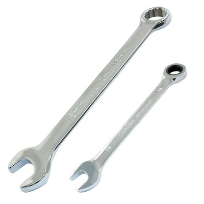 18mm Ratcheting Wrench 2 Pcs 72-Tooth 12-Point Chrome Plated | Forged 45# Carbon Steel Durable, 5-Degree Arc For Tight Spaces, 12-Point Protects Fasteners, Polished Chrome Anti-Rust - size: 0.71 Inch