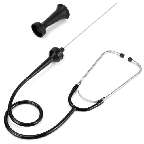 QWORK Mechanics Stethoscope Kit, 3 Piece Automotive Engine Diagnostic Tool with 80mm & 205mm Probes, Extended Handle and Detailed Instructions