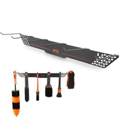 SPTA Detailing Brush Towels Hanger Detailing Brush Holder 6 Organizer Hooks Wall-Mounted Hanger Rack Car Care Organizer, Ideal for Garage Cleaning Towels Brush Car Cleaning Tools - color: Detailing Brush Towels Hanger