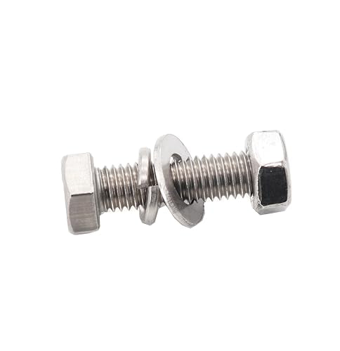 10-Pack M6 x 40mm Hexagon Screws Hex Bolts with M6 Hex Nuts M6 Flat Washers/Spring Lock Washers Set, 304/18-8, Plain Finish - size: M6 x 40mm 40pcs