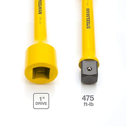 Steelman 1-Inch Drive 475 ft-lb Torque Extension for Impact Wrench, 10-inch Extension, Corrosion-Resistant Powder-Coated Steel, Yellow - size: 475 ft-lb Yellow