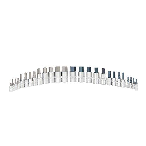 OEMTOOLS 23990 Allen Socket Set 26 Piece, Allen Wrench Socket Set SAE and Metric Sizes, Hex Socket Set Heat-Treated Alloy Steel, Hex Bit Set Rust-Resistant, Organized Allen Bit Set EVA Tray | Hex Socket Set Heat-Treated Alloy Steel, Rust-Resistant, Hard C
