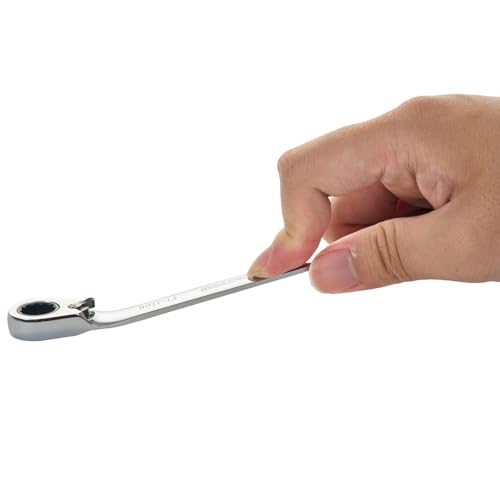 BLACK CANYON 7/16 Inch Ratchet Combination Wrench, 12-Point Box End & Hex Opening, Polished Steel Ratcheting Wrench with SAE & Metric Sizes - size: 7/16 Inch, style: Inch