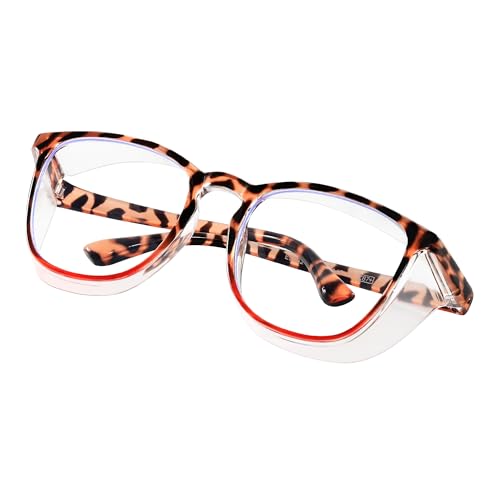 Safety glasses Goggles Nurses Protective Eyewear - Anti Fog Square Frame Stylish Clear Glasses for Women Men - color: A12-leopardorange