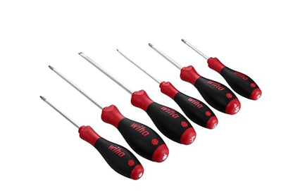 Wiha 30291 SoftFinish Grip ScrewDriver Set, Slotted 4.5-6.5mm, Phillips Number 1-2 and Square Number 1-2, 6-Piece Set - style: 6 Pieces