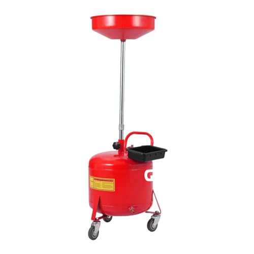 Garvee 8 Gallon Portable Waste Oil Drain Tank, Oil Lift Drain Pan Air Operated Drainer, Fluid Fuel Drainage Adjustable Funnel Height with Wheels | Air Operated Drainer, Fluid Fuel Drainage, Adjustable Funnel Height, Moved Flexibly with Wheels, Red - color