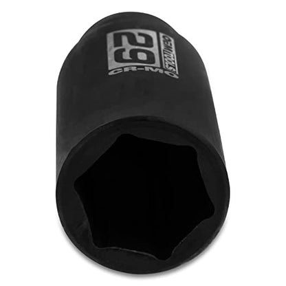 OEMTOOLS 25151 1/2 Inch Drive 29mm Axle Nut Socket | CR-MO 29mm Impact Socket, Black Oxide Finish to Resist Rust, 6 Pt. 29mm Socket, Use for Tune-Ups - size: 29 mm