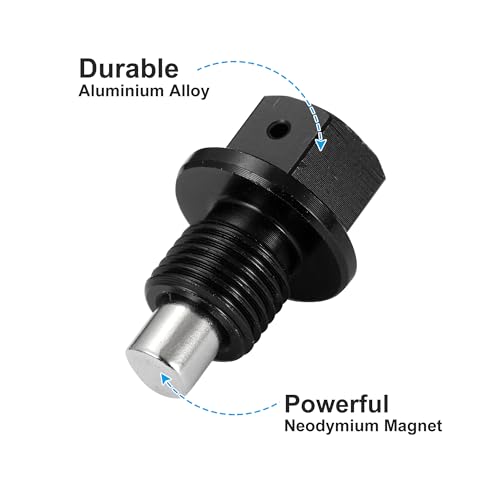 X AUTOHAUX 2 Set M12x1.25 Oil Drain Plug Magnetic Aluminum Alloy Sump Drain Nut Oil Drain Bolt with 2 Washer for Car Motorcycle Black - size: M12x1.25, M12x1.25