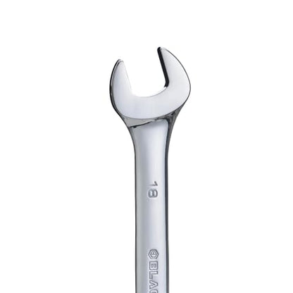 BLACK CANYON Metric 18mm Combination Wrench, 12-Point Box End & Hex Opening Design, Polished Steel - size: 18 mm