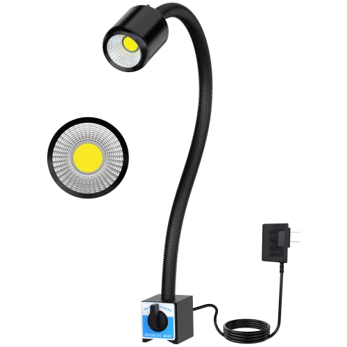 Magnetic Machine Work Light, IP65 Water Proof Flexible Gooseneck Lamp 1000 Lumens 110V for Lathe Milling Drill Press Industrial Lighting… - size: 10W Work Light + Magnetic Base