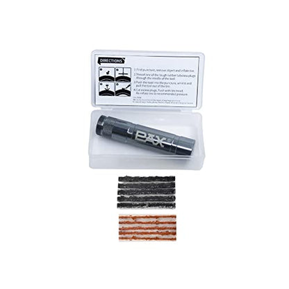 PAX 12 Pcs Tubeless Bike Tire Repair Kit, Includes Storage Canister, Plugger Tool, Plugs-5 Bacon, and 5 Black Strips. Fix a Puncture or Flat, Fast for MTB、Gravel Bike Tires and Road Bicycle Tires - color: Silver Gray