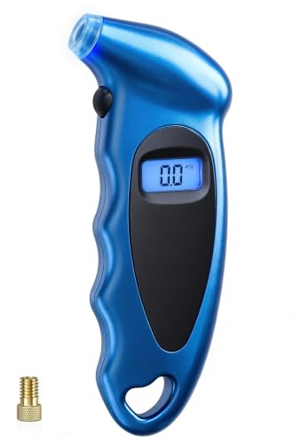 Digital Tire Pressure Gauge 150 PSI, Accurate in 0.1 Increments,1 Pack Tire Pressure Gauge with Backlight LCD, 4 Units (PSI/Bar/Kgf/cm²/KPA) Applicable to Car Truck Bicycle, Blue - color: Blue