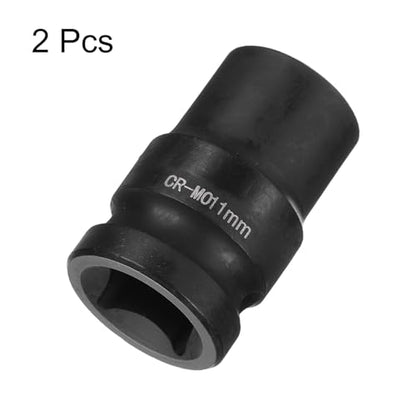 HARFINGTON 2pcs 4 Point Square Socket 1/2" Drive 11mm Metric Square Impact Socket CR-MO Blackening Standard Wheel Sockets Pneumatic Socket Tool for Auto Repair Mechanical Maintenance Home Use - size: 11mm