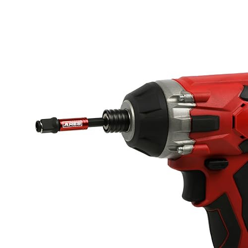 ARES 22028 – 2-in-1 Impact Bit and Socket Adapter Set – 3-Inch and 8-Inch Adapters - Unique Design Holds Standard 1/4-Inch Hex Bits and 3/8-Inch Drive Sockets – Spinning Sleeve Stabilizes Adapter - size: 4pc 2-in-1 Impact Bit and Socket Adapter Set