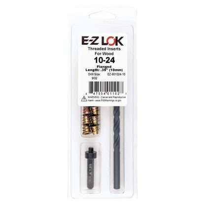 E-Z Hex Thread Repair Kit for Soft Wood Flanged Threaded Inserts 10-24 x 10mm, Drill, Installation Tool - size: 10-24 x 10mm, style: Flanged
