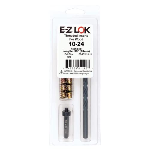 E-Z Hex Thread Repair Kit for Soft Wood Flanged Threaded Inserts 10-24 x 10mm, Drill, Installation Tool - size: 10-24 x 10mm, style: Flanged
