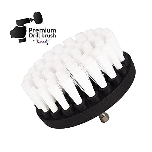 Premium Drill Brush Professional – Extra-Soft 4 in White | Scratch-Free Cleaning Brush for Carpet, Upholstery, Leather Seats, Glass, Furniture and Car Interior - color: White