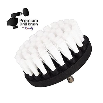 Premium Drill Brush Professional – Extra-Soft 4 in White | Scratch-Free Cleaning Brush for Carpet, Upholstery, Leather Seats, Glass, Furniture and Car Interior - color: White