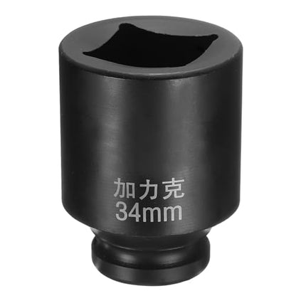 HARFINGTON 4 Point Square Socket 3/4" Drive by 34mm Metric Square Impact Socket 40CR Blackening Standard Wheel Sockets Pneumatic Socket Tool for Auto Repair Mechanical Maintenance Home Use - size: 34mm
