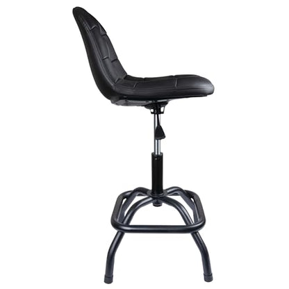 Performance Tool W85031 Pneumatic High Back Adjustable Swivel Bar Stool with Back Support for Home, Bar, and Shop, Black, 26-32-Inches High - style: High Back Pneumatic Shop Stool